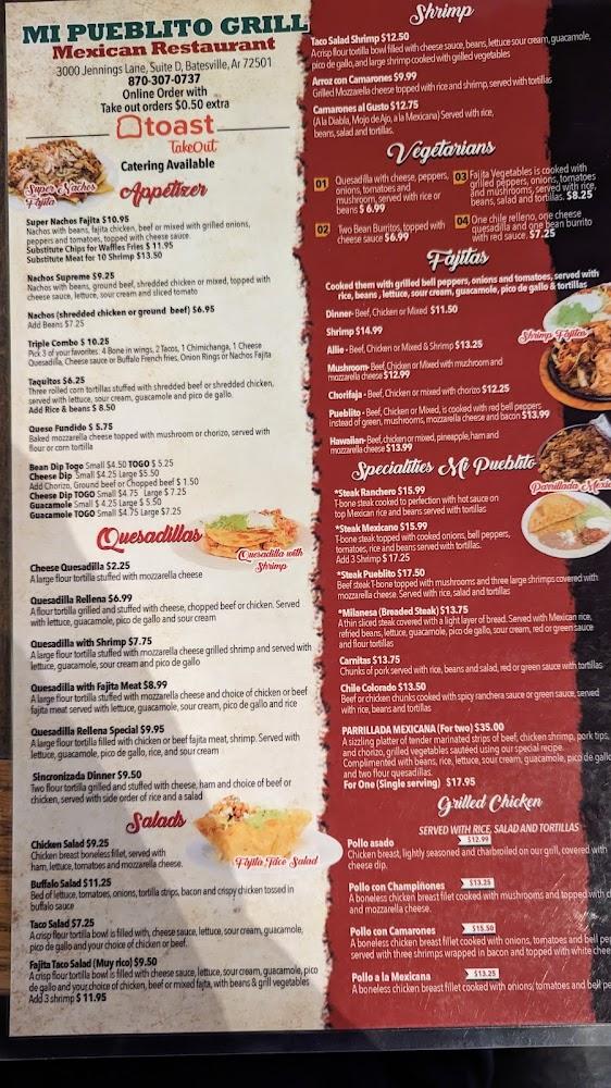 Mi Pueblito Mexican Restaurant ( Batesville, Ar) Menu image 1